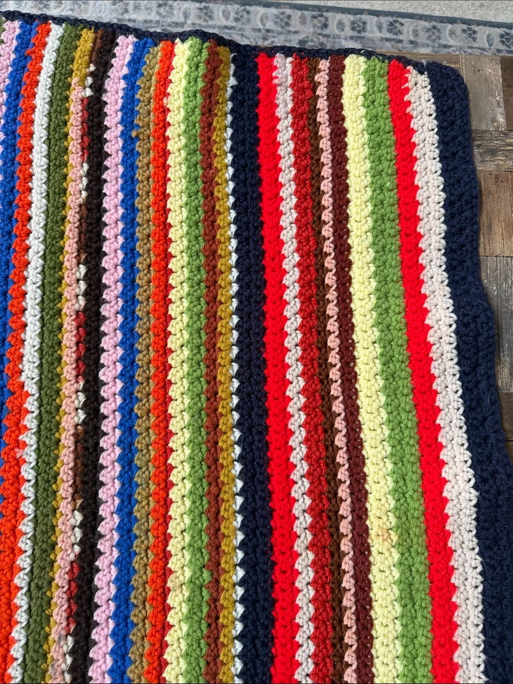 Multicolor Striped Crochet small Lap Blanket